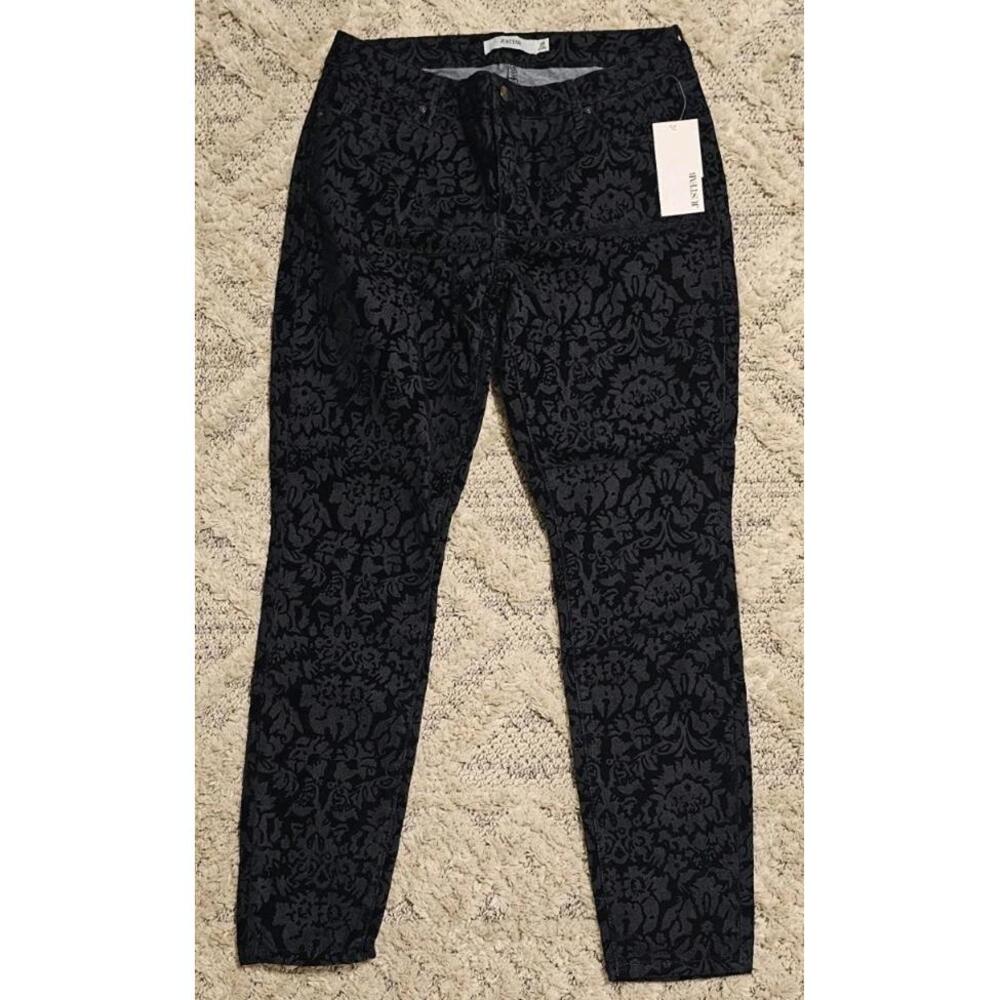 NWT Just Fab Women Blue Jaquard Floral Oxford Size 29 Pants‎